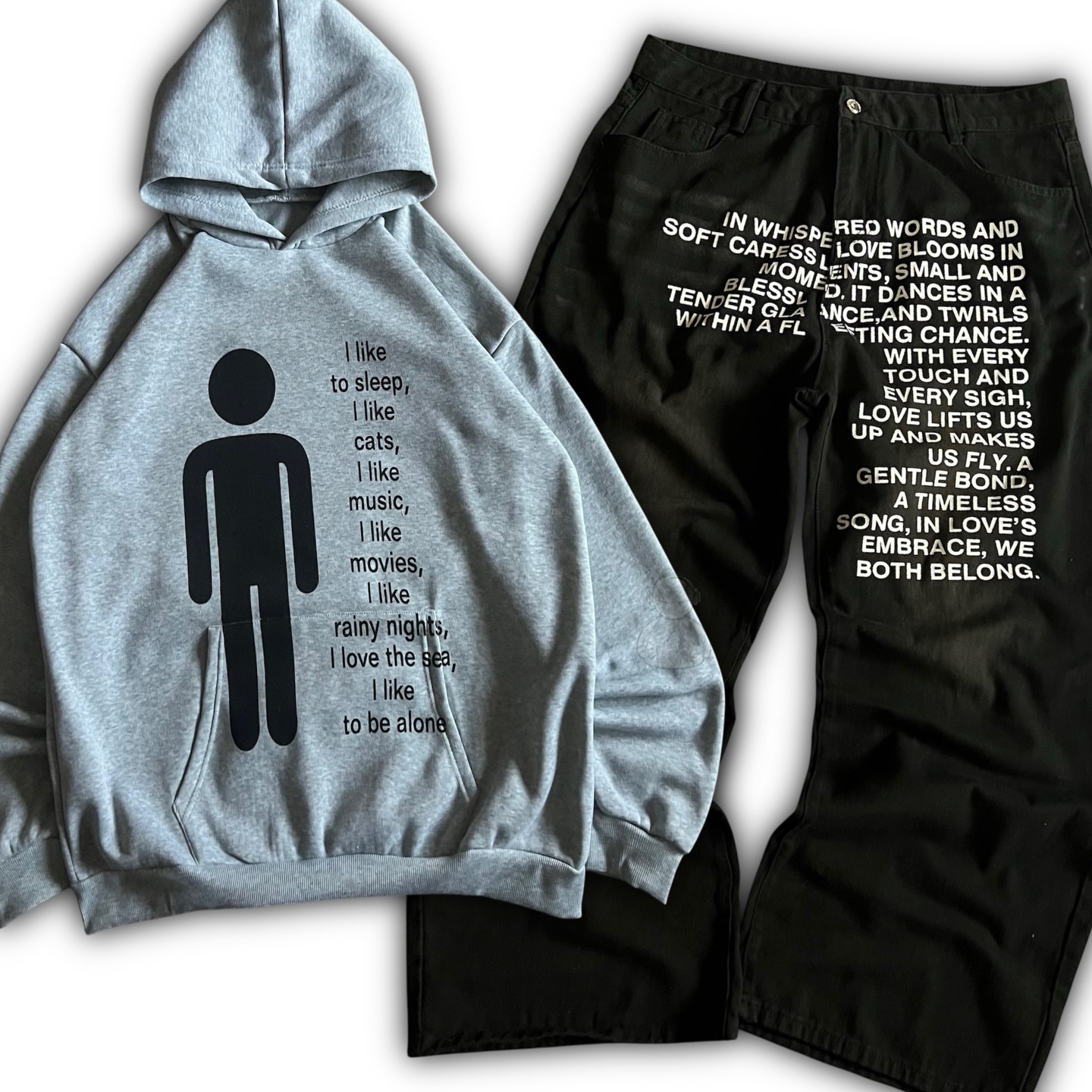 Street Fashion In China - กางเกงยีนส์ลายอเมริกัน Y2K เสื้อฮู้ดดี้ผู้ชาย ชุดสตรีทแวร์สไตล์โกธิค ฮาราจูกุ ฮิปฮอป