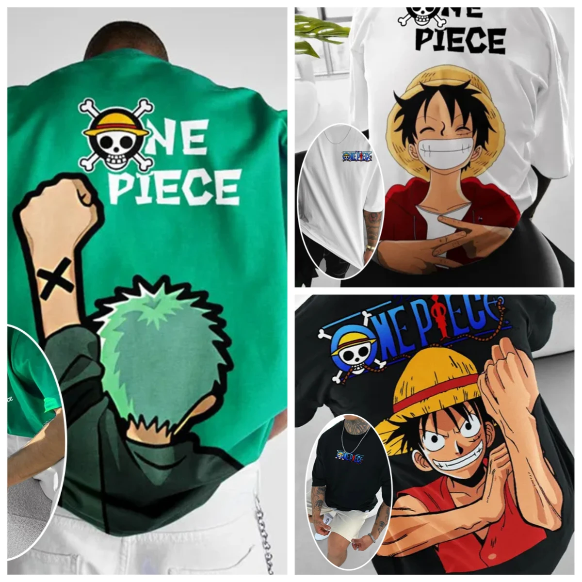 Street Fashion Trend 2025 - เสื้อผ้าลายพิมพ์ ONE PIECE ลูฟี่ โซโล แฟชั่นฤดูร้อน