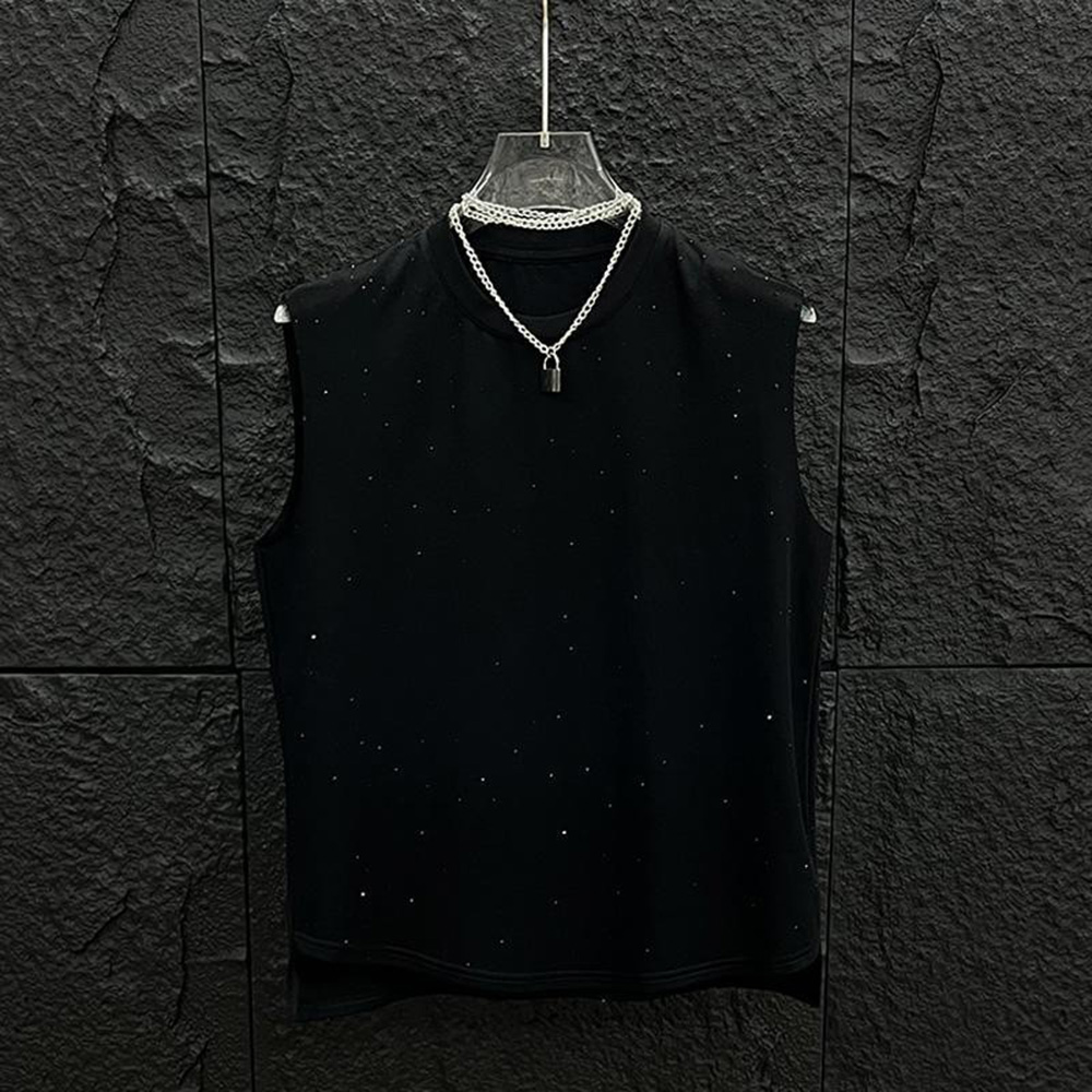 Street Fashion Trend 2025 - 2025 ฤดูร้อนใหม่ผู้ชายสีทึบร้อนเพชรเสื้อกั๊กอเมริกันRetroแฟชั่นแนวโน้มStreet Niche Casualหลวมเสื้อผู้ชาย
