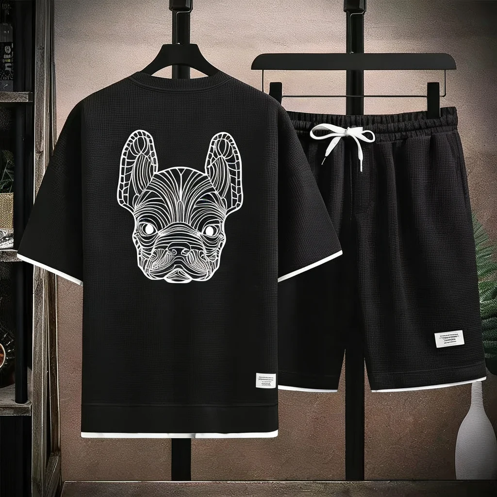 Street Fashion Clothing - ฤดูร้อนผู้ชายเสื้อยืดแขนสั้นลำลองแห้งเร็วและกางเกงขาสั้นชุดแฟชั่นสตรีทแฟชั่นวิ่งกีฬาชุด 2 ชิ้น