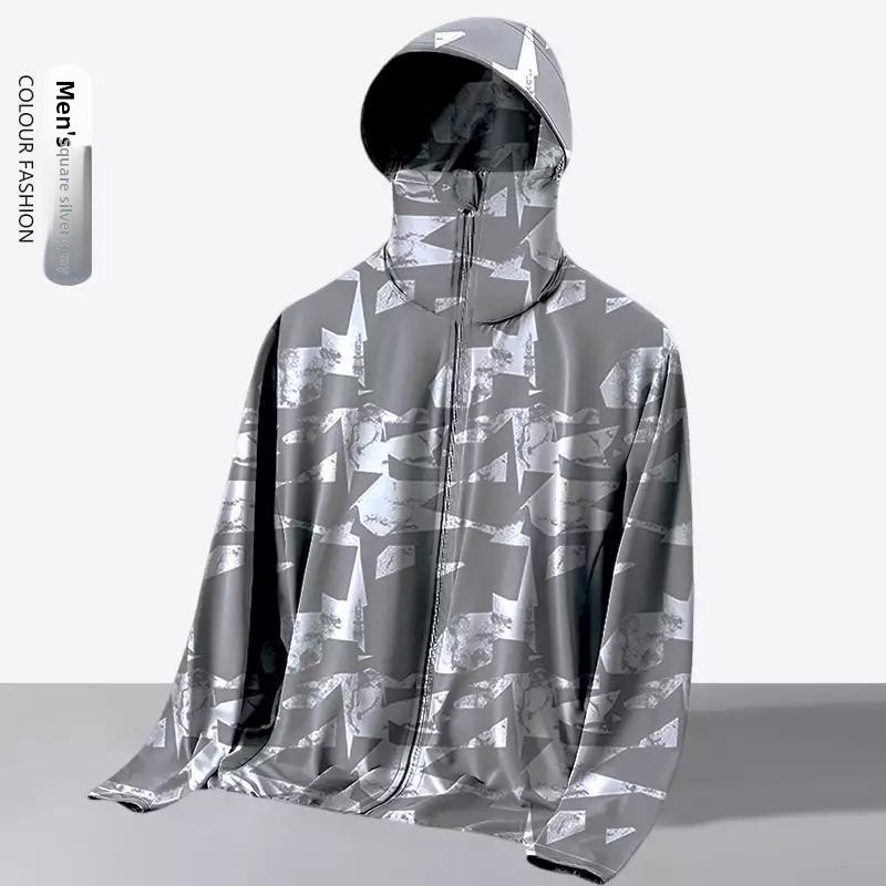 Reflective Jacket Running - เสื้อแจ็คเก็ตป้องกันแสงแดดแบบมีฮู้ดสำหรับฤดูร้อนแบบหลวมๆ สำหรับวิ่ง กีฬา และตกปลา