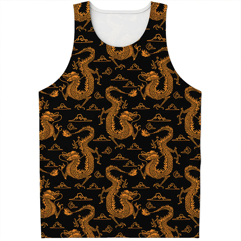 Street Fashion In Chinese - เสื้อกล้ามลายมังกรจีนเสื้อยืดลาย3D แฟชั่นสำหรับผู้หญิงสำหรับผู้ชายเสื้อยืดลาย Y2k เสื้อยืดแนวสตรีทฮาราจูกุสำหรับเข้ายิมในฤดูร้อน