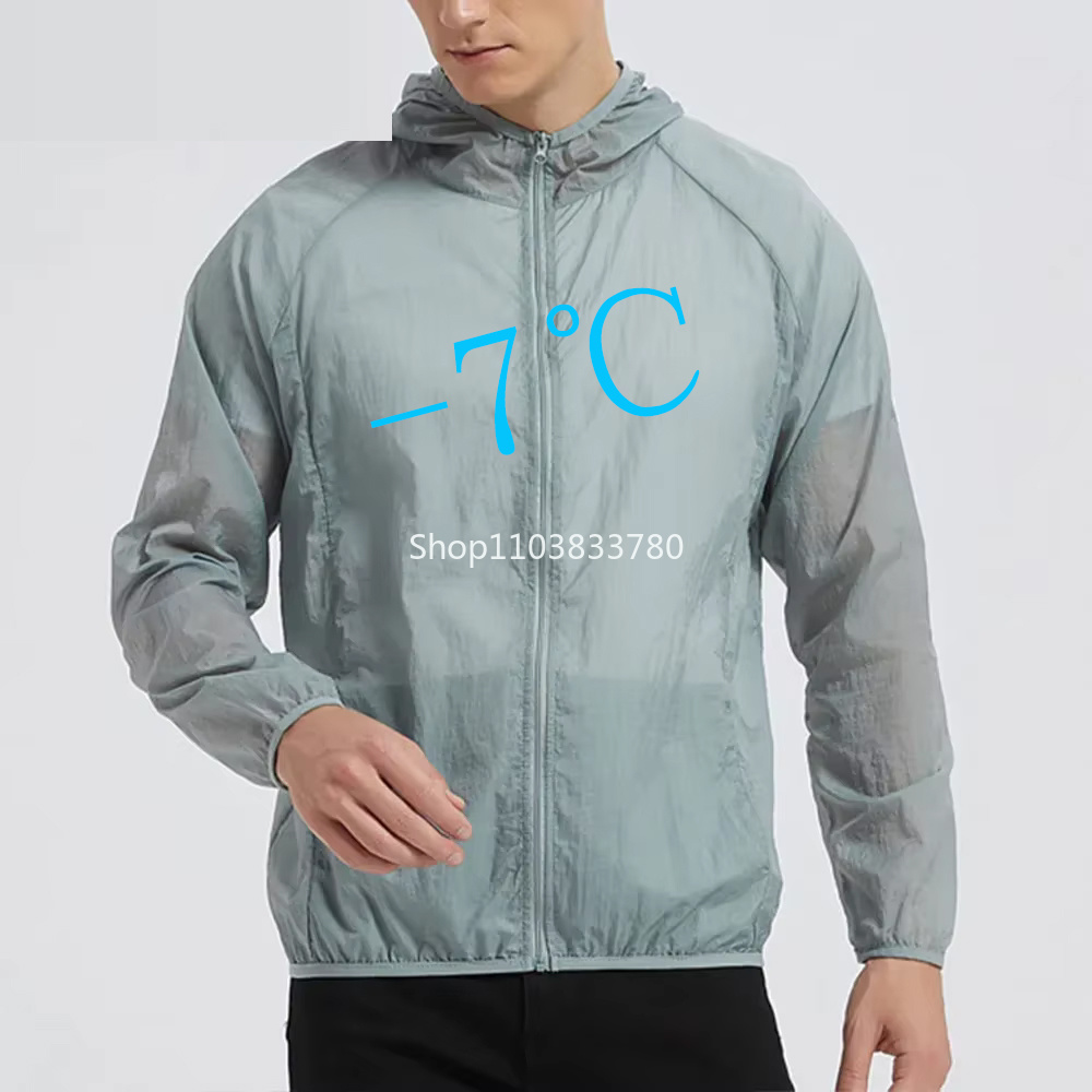 Reflective Jacket Running - เสื้อแจ็คเก็ตกันแดดแบบมีฮู้ดสำหรับผู้ชาย น้ำหนักเบา ระบายอากาศได้ดี แห้งเร็ว ป้องกันรังสียูวี เหมาะสำหรับการเดินป่า