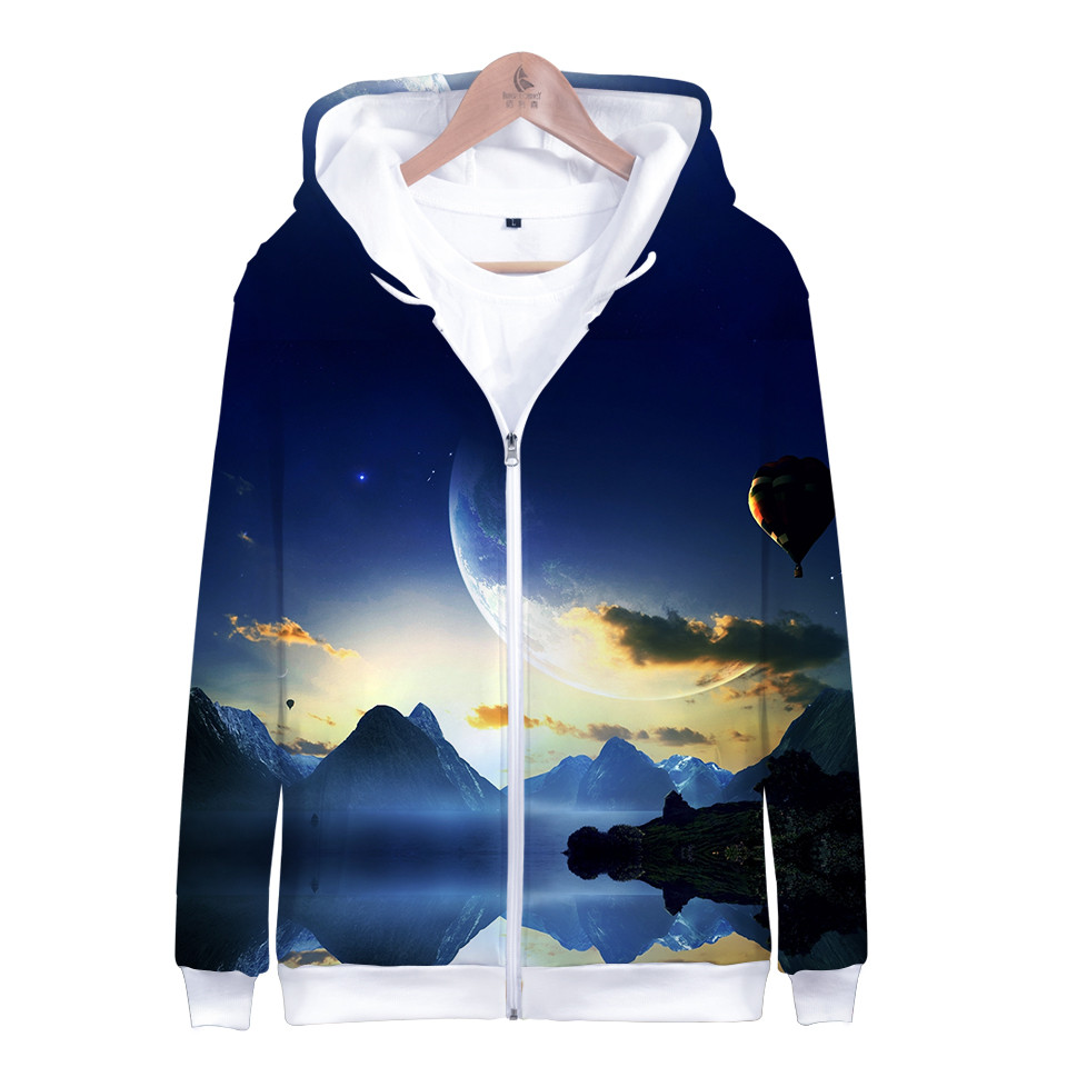 เสื้อฮู้ดลายดวงดาวอวกาศกาแล็กซ - Street Fashion Zip Up Hoodie บทวิจารณ์และราคา