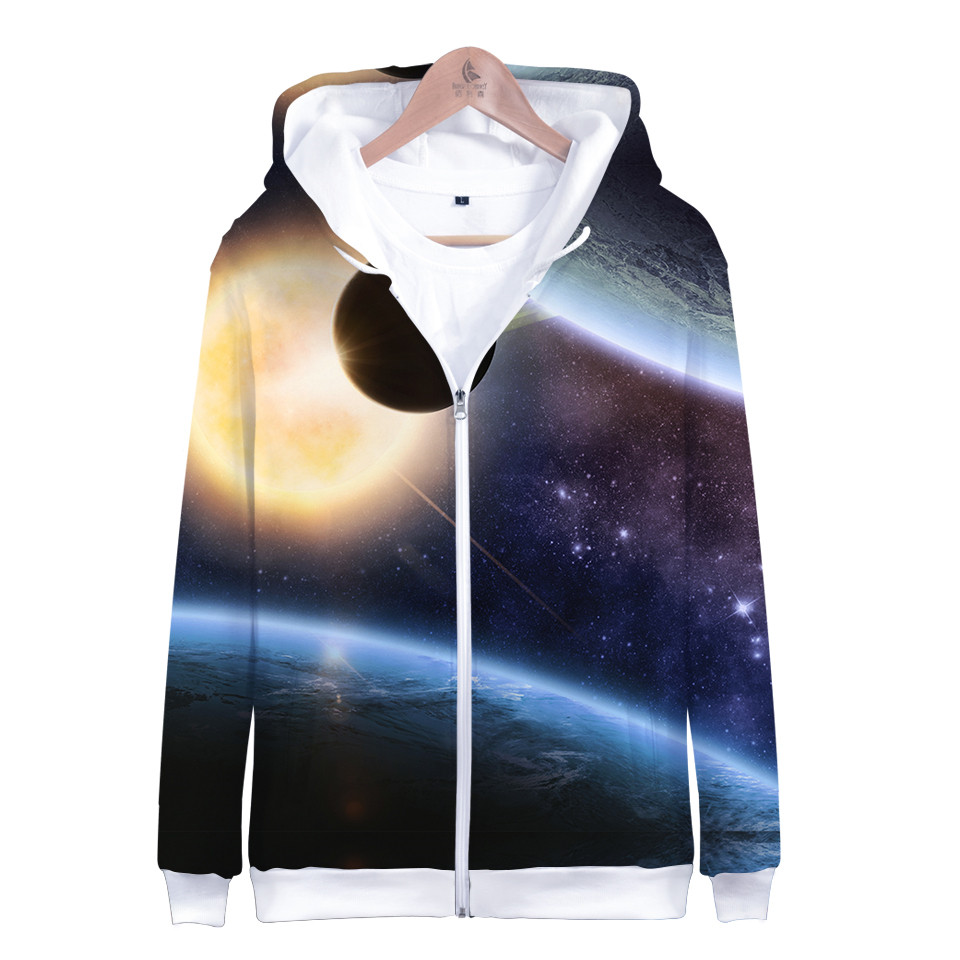 เสื้อฮู้ดลายดวงดาวอวกาศกาแล็กซ - Street Fashion Zip Up Hoodie บทวิจารณ์และราคา