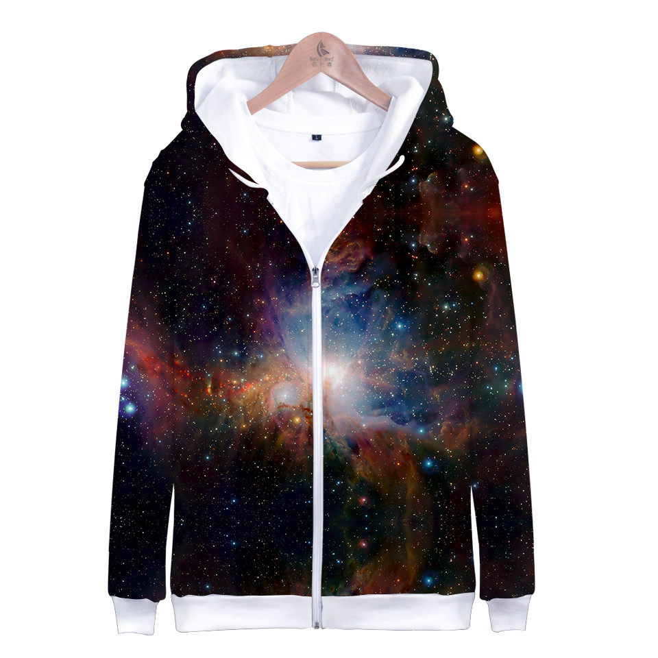 เสื้อฮู้ดลายดวงดาวอวกาศกาแล็กซ - Street Fashion Zip Up Hoodie บทวิจารณ์และราคา
