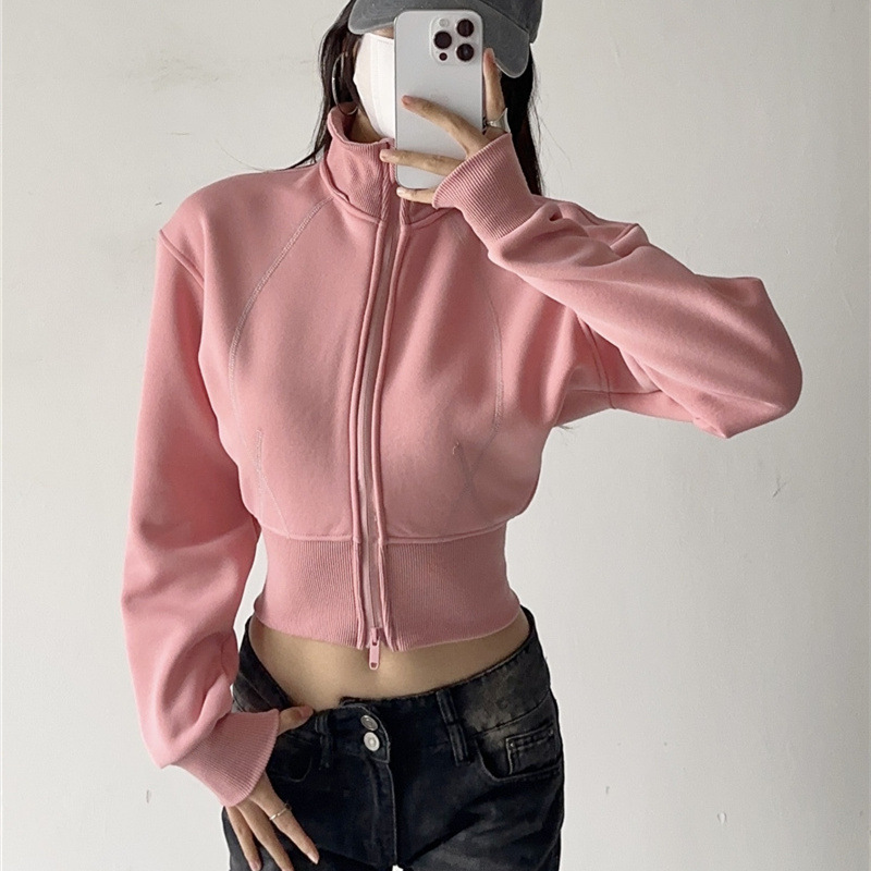 เสื้อฮู้ดดี้ครอปสำหรับผู้หญิง  - Street Fashion Zip Up Hoodie บทวิจารณ์และราคา