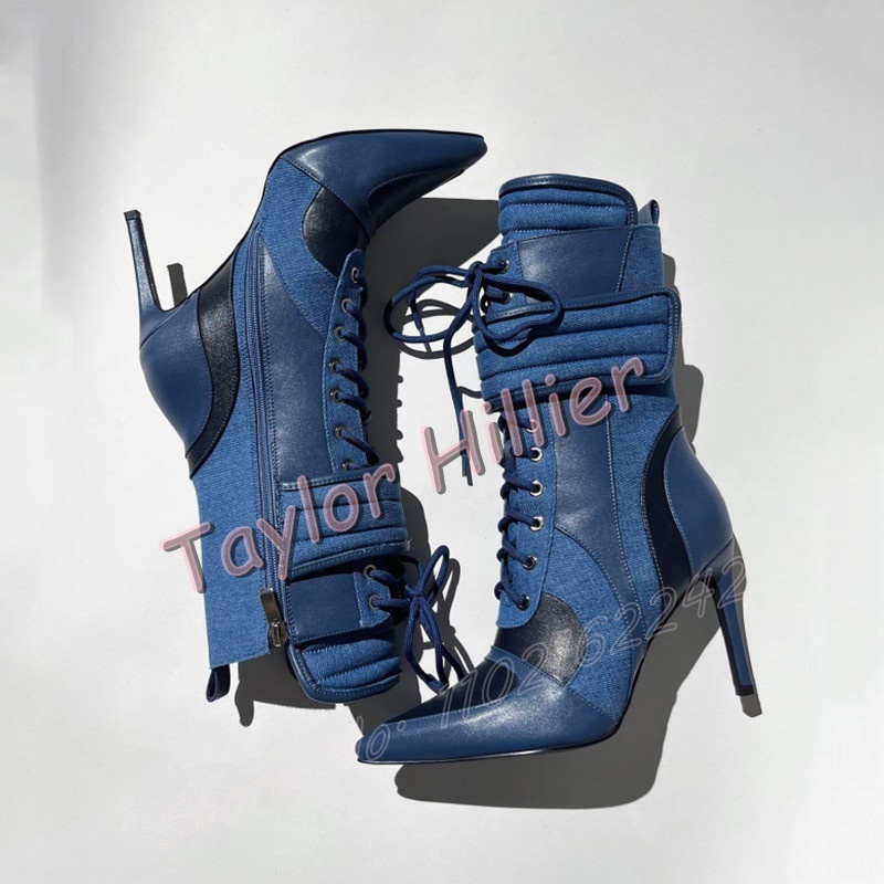 สตรีสีฟ้า DENIM กีฬาข้อเท้ารอง - Street Fashion Denim บทวิจารณ์และราคา
