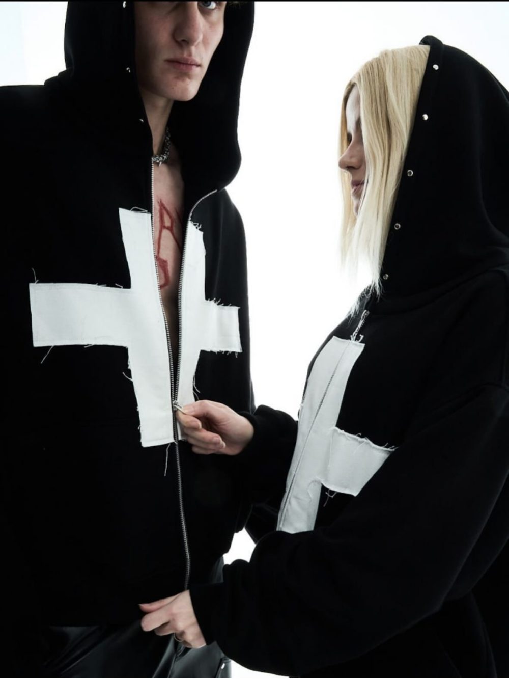 เสื้อฮู้ดซิปมีฮู้ดลายกากบาทสไต - Street Fashion Zip Up Hoodie บทวิจารณ์และราคา