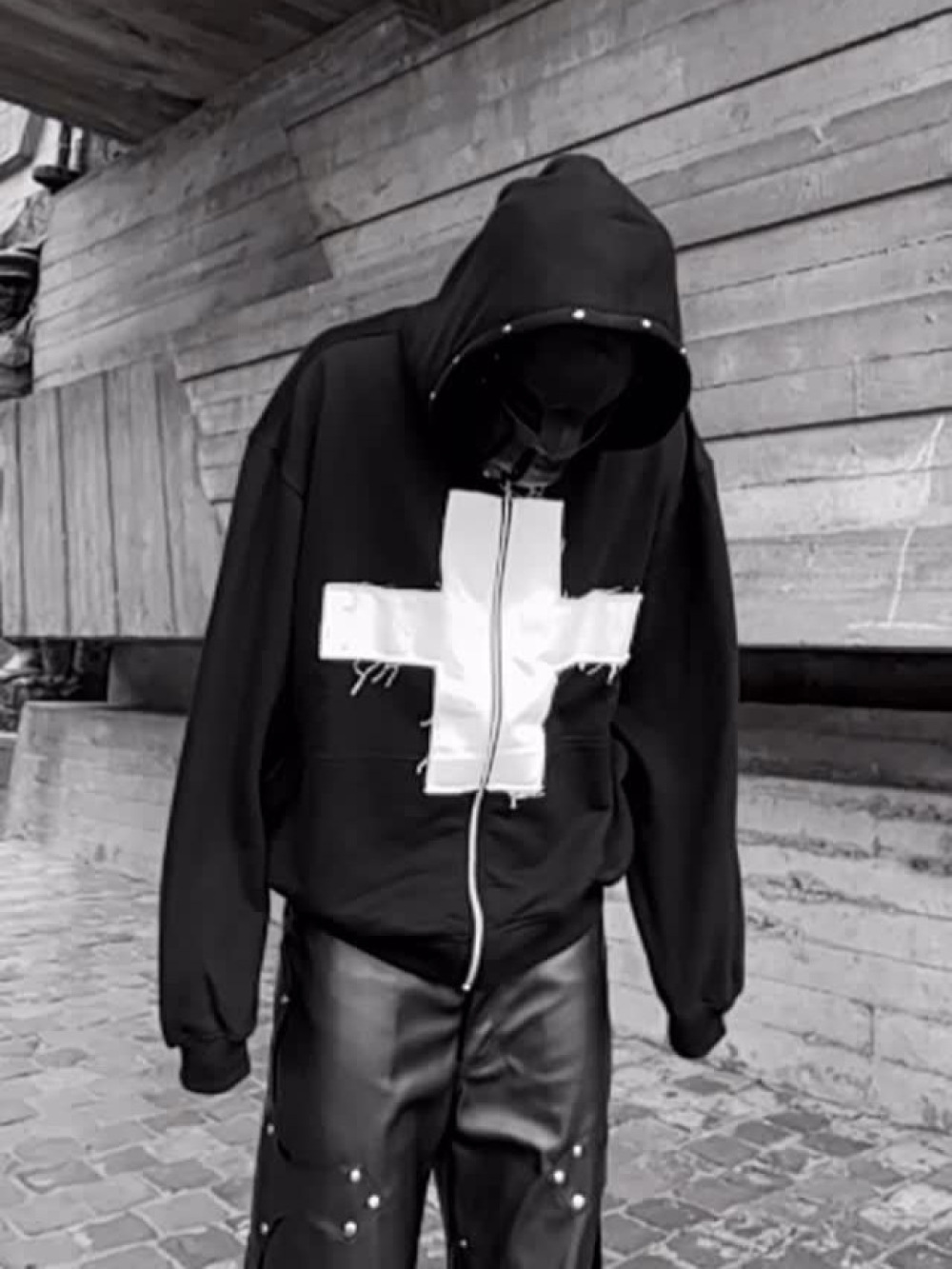 เสื้อฮู้ดซิปมีฮู้ดลายกากบาทสไต - Street Fashion Zip Up Hoodie บทวิจารณ์และราคา