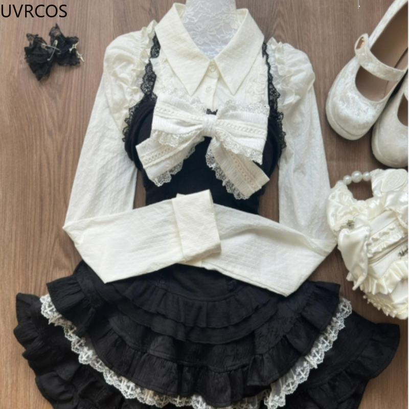 Y2kความงามLolitaสไตล์ 3 ชิ้นชุ - Street Fashion Harajuku บทวิจารณ์และราคา
