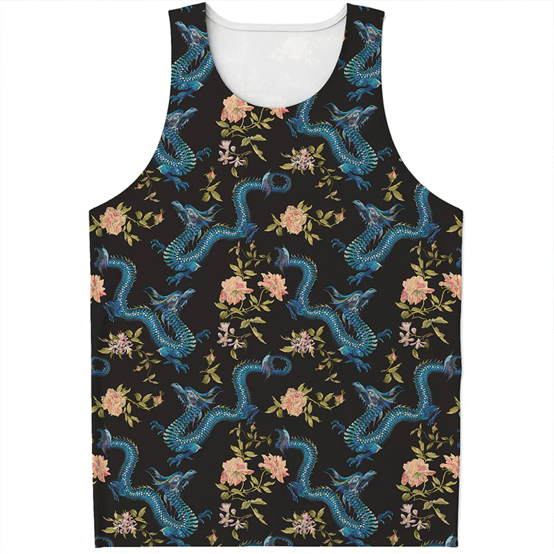 เสื้อกล้ามลายมังกรจีนเสื้อยืดล - Street Fashion In Chinese บทวิจารณ์และราคา