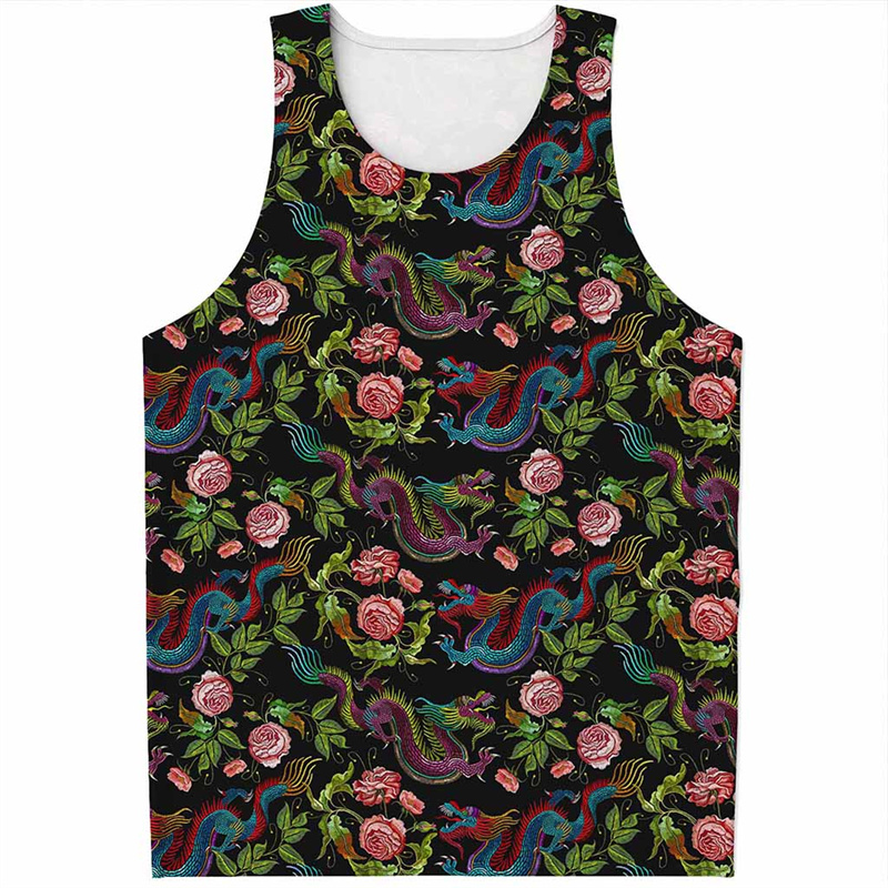 เสื้อกล้ามลายมังกรจีนเสื้อยืดล - Street Fashion In Chinese บทวิจารณ์และราคา