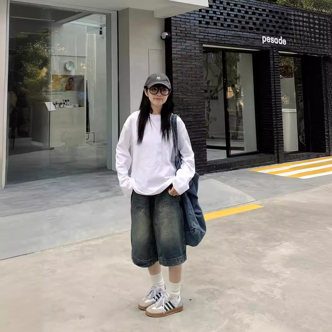 กางเกงยีนส์ขาสั้นทรงหลวมสไตล์ว - Street Fashion Denim บทวิจารณ์และราคา