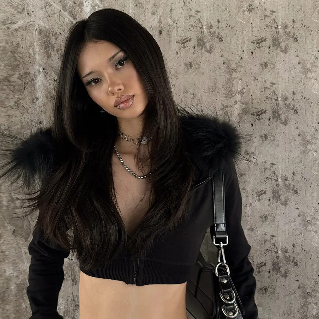 แฟชั่นโกธิค Y2K สไตล์ฮาราจูกุ  - Street Fashion Zip Up Hoodie บทวิจารณ์และราคา