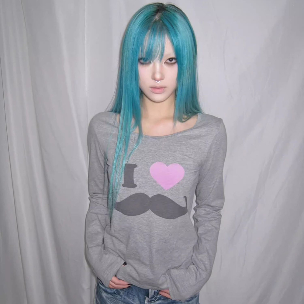 เสื้อยืดพิมพ์ลายเคราสไตล์ Y2K  - Street Fashion Harajuku บทวิจารณ์และราคา