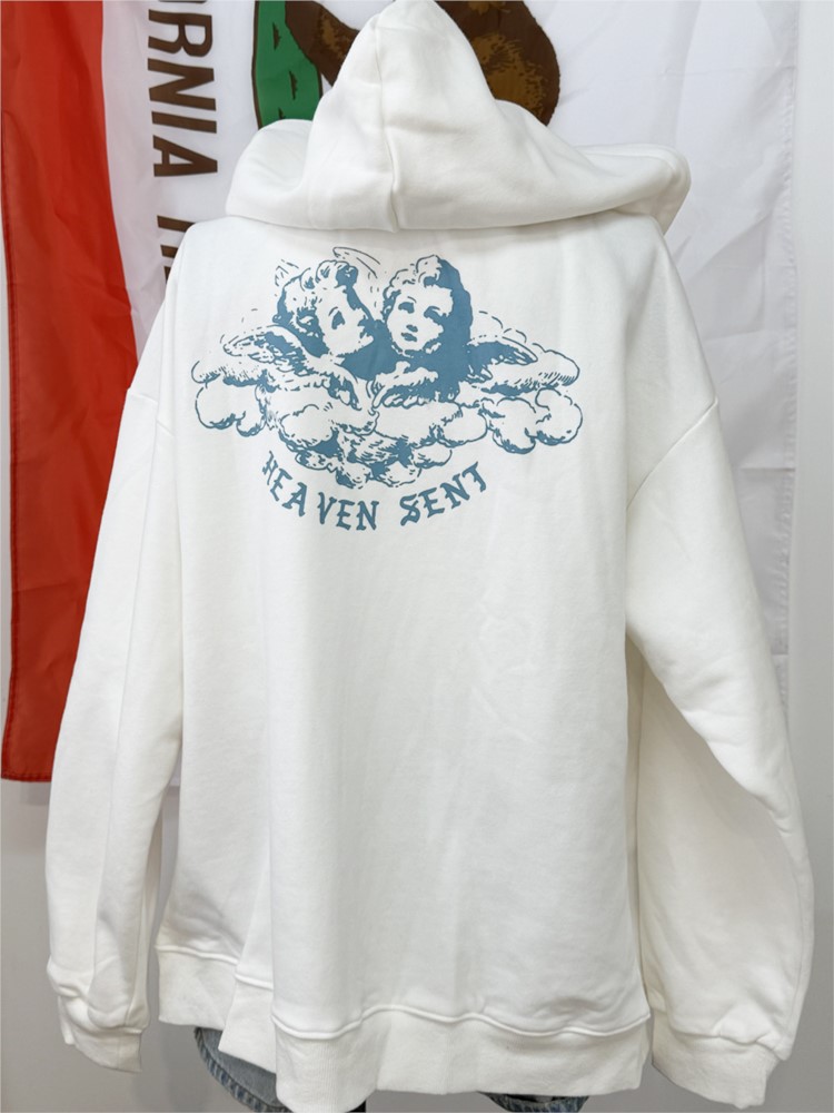 เสื้อฮู้ดดี้สีขาวสไตล์วินเทจสำ - Street Fashion Zip Up Hoodie บทวิจารณ์และราคา