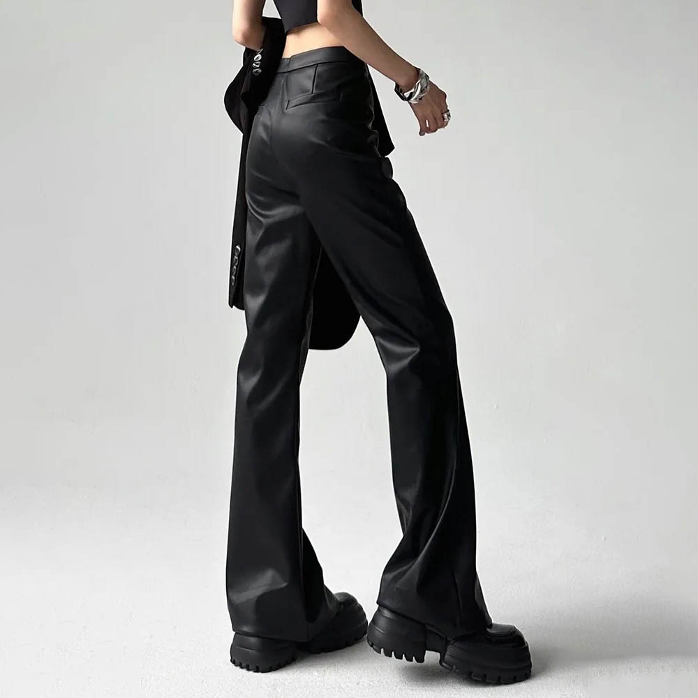 กางเกงหนัง PU สีพื้นสำหรับผู้ช - Street Fashion Trend 2025 บทวิจารณ์และราคา