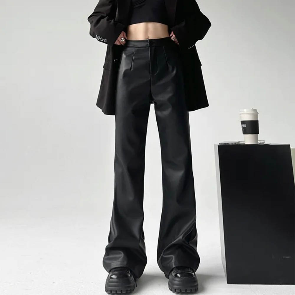 กางเกงหนัง PU สีพื้นสำหรับผู้ช - Street Fashion Trend 2025 บทวิจารณ์และราคา