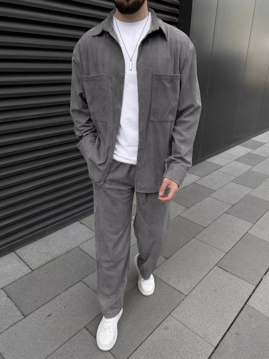 ชุดเซ็ตสองชิ้นผ้าลูกฟูกสำหรับผ - Street Fashion In China บทวิจารณ์และราคา