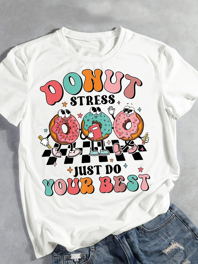 เสื้อยืดพิมพ์ลายการ์ตูนโดนัท เ - Street Fashion Trend 2025 บทวิจารณ์และราคา