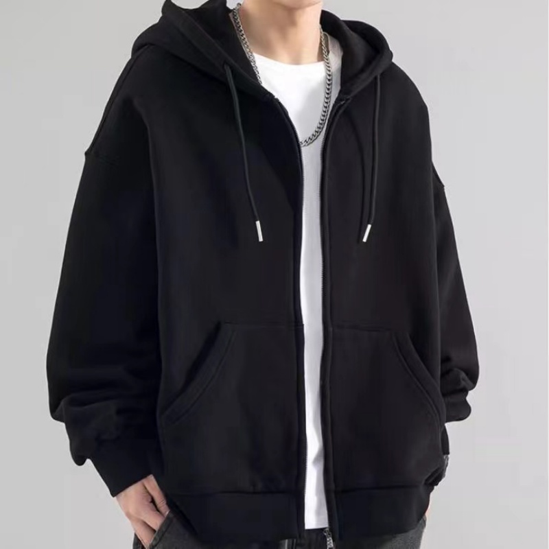 แฟชั่นสบายๆสีดําสีเทาสีฟ้าซิปH - Street Fashion Zip Up Hoodie บทวิจารณ์และราคา
