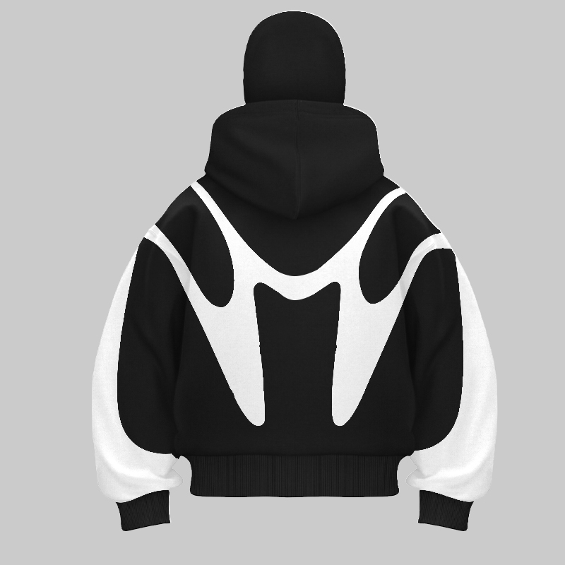 Retro พิมพ์รูปแบบปีศาจหมวกคู่ส - Street Fashion Zip Up Hoodie บทวิจารณ์และราคา