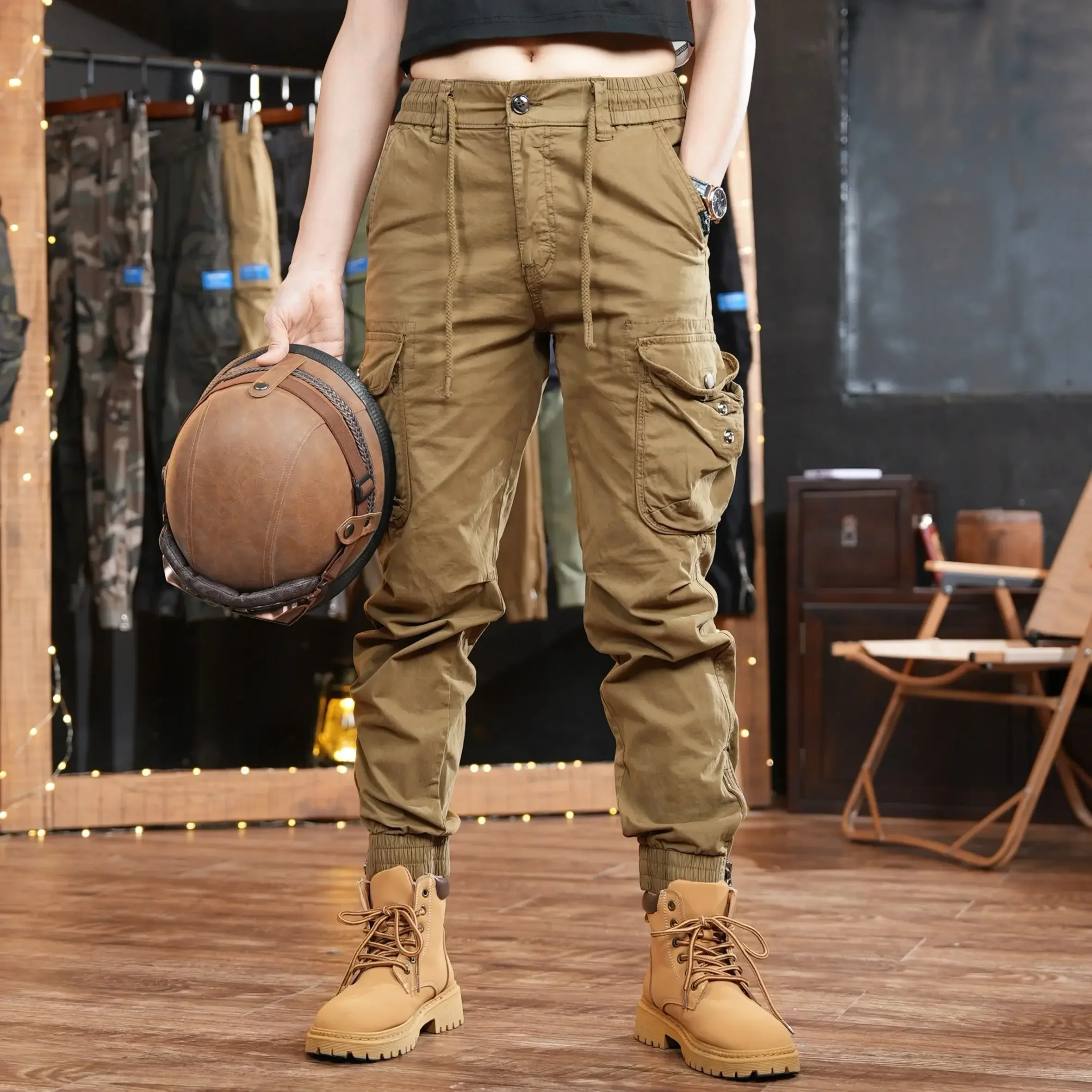 กางเกงคาร์โก้กางเกงปั่นจักรยาน - Street Fashion Harajuku บทวิจารณ์และราคา